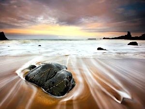 rocks, sea, west, Stone, sun