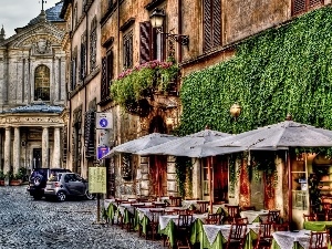 Rome, Restaurant, Houses, Street