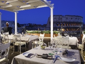 Rome, Coloseum, Restaurant, evening