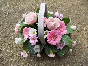 roses, gerberas, bunch, flowers