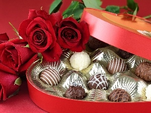 package, roses, Chocolates