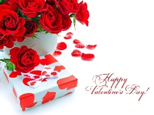 Present, rouge, flakes, bouquet, Valentine