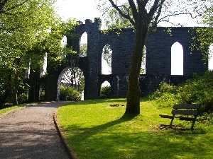 ruins, viewes, Park, castle, trees