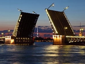 Russia, River, open, St. Petersburg, bridge