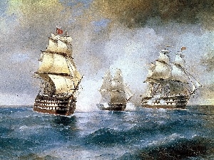 maritime, Battle, Ivan, picture, Aivazovsky