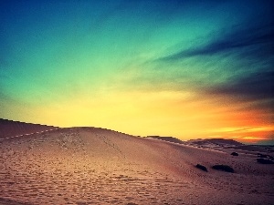 Sand, Desert, west, sun