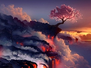 Lava, sapling, volcano