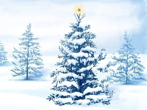 Sapling, christmas tree, winter, decked