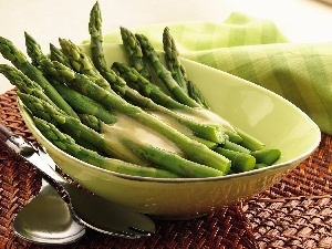 plate, sauce, asparagus