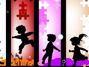 Scenes, joy, four, four, puzzle, Kids