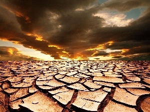 scorched, sun, clouds, land, west