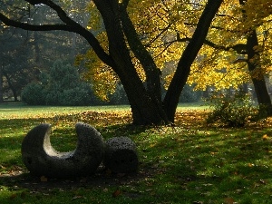 Park, sculpture, Autumn