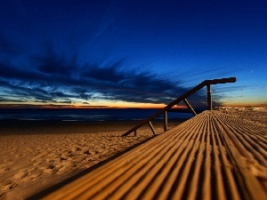 sea, clouds, west, Beaches, sun