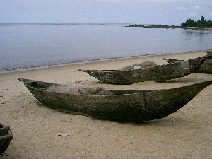 boats, sea, Sand