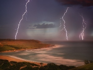 Coast, sea, lightning