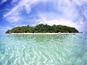 sea, turquoise, Islet, clean