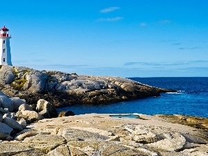 sea, rocks, Lighthouse, maritime