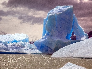 sea, clouds, mountains, Ice