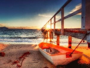 pier, sea, Boat