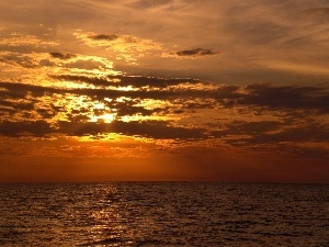 sea, clouds, Great Sunsets, Sky