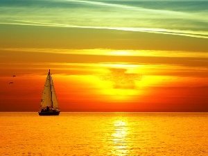 sea, Great Sunsets, Yacht