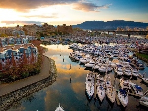 sea, Yachts, Town, port