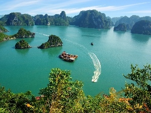 Islands, sea, Halong Bay, Aerial View of Vietnam
