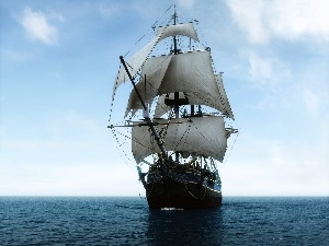 seal, flag-staff, sailing vessel