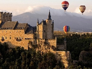 Segovia, Balloons, Castle, Spain, Alcazar