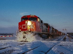 Train, semaphore, winter