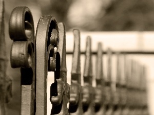sepia, Fance, fence, Metal