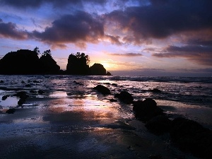 The setting, Cliffs, clouds, sea, sun, Beaches