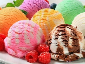 several flavors, ice cream, color