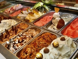several flavors, ice cream