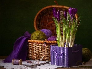 sewing, Do, composition, crocuses, accessories