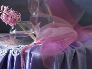 shawl, lace, Pink, bowl, hyacinth