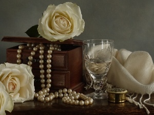 shawl, casket, roses, Pearl