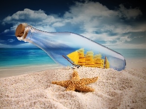 Bottle, Ship, Beaches