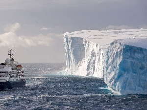 Ship, ice, Antarctica, passenger, Mountains