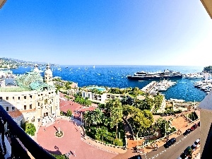 Ship, buildings, Town, port