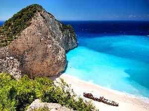 rocks, Shipwreck Bay, wreck, Greece, sea, Zaynthos