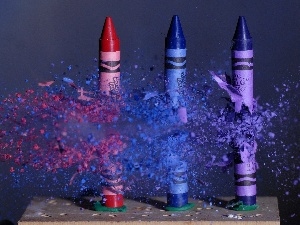 shot, crayons