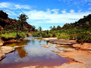 Skrub, stream, Red, rocks