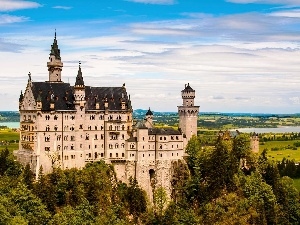 Sky, Hill, Castle, Neuschwanstein