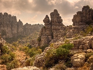 Clouds, Sky, rocks