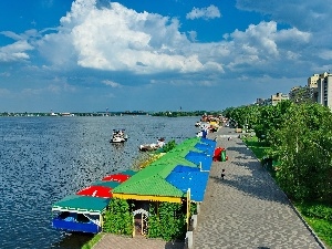 Sky, alley, vessels, River, Donetsk, Tents