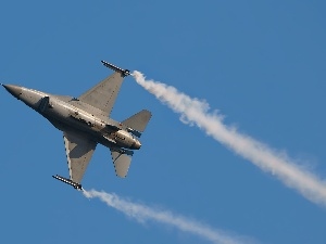 Sky, streaks, fighter, f16