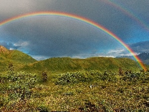 Sky, Mountains, Double, Great Rainbows