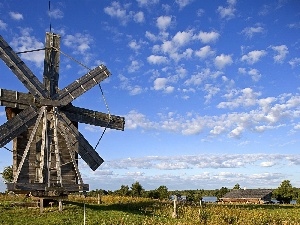 Houses, Sky, Windmill