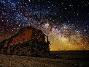 Sky, star, locomotive, Night